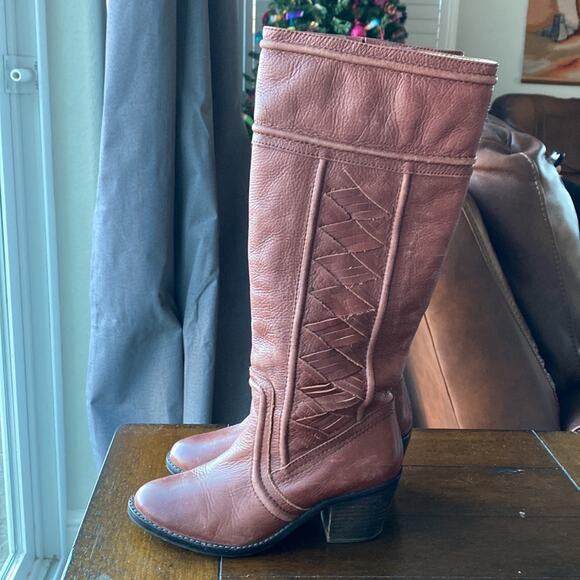 Fossil Felicia Chili Brown Leather hit just below the knee distressed size 6.5 - Picture 5 of 9